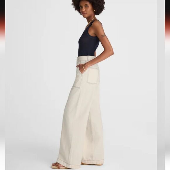 NWT Madewell Superwide-Leg Utility Jeans Canvas Beige Cream White Sz 33 - Picture 12 of 14